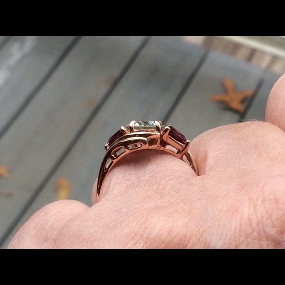 COPY - Moissanite and rhodolite 10k rose gold ring - Picture 5 of 11